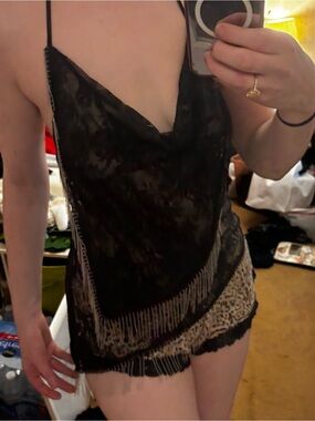 Zara Black Lace silver trim going out top NWOT